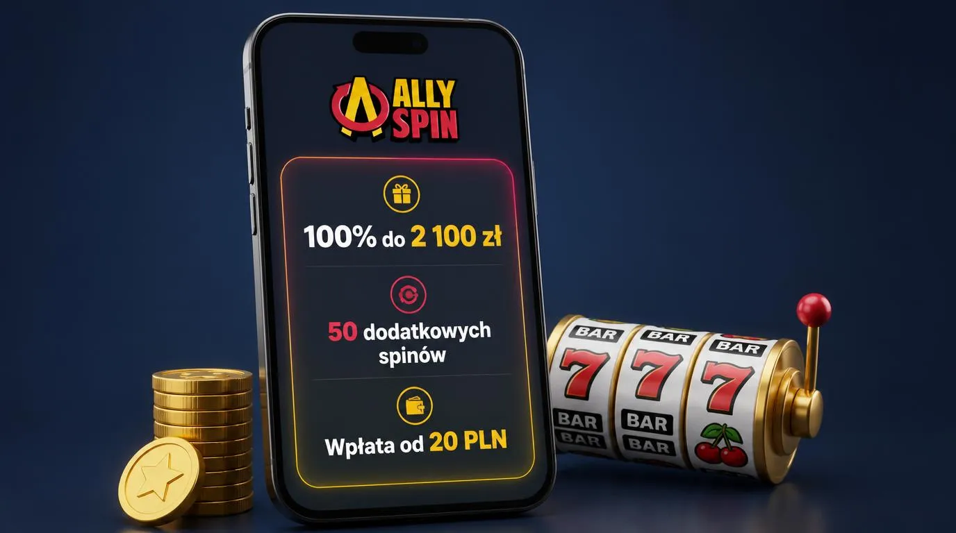 Telefon z grafiką bonusu 100% do 2 100 zł, 50 spinów i minimalnego depozytu 20 PLN
